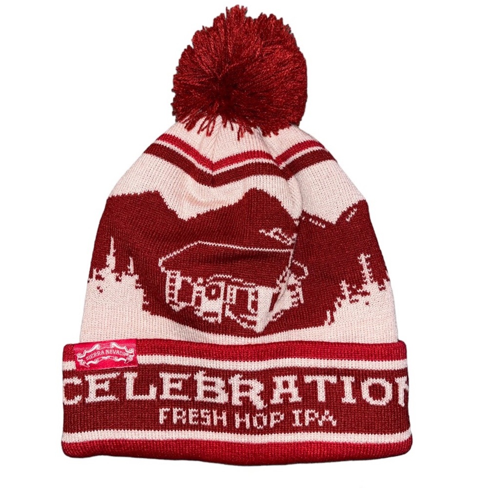 Mens Winter Toque Burnt Red/Rust and Beige/Tan/Cream Acrylic Cuff Hat